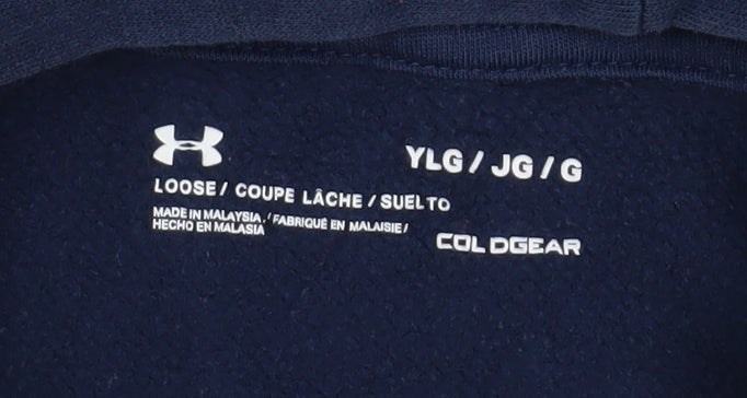 Under Armour Boys Blue Hoodie 13-14 Years Pullover Fleece ColdGear