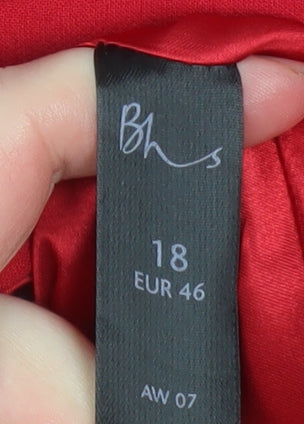 BHS Womens Red Stretch Lined Suit Jacket Size 18 Regular Fit