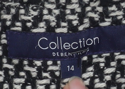 Debenhams Collection Women Black & White Wool Blend Tweed Blazer Size 14