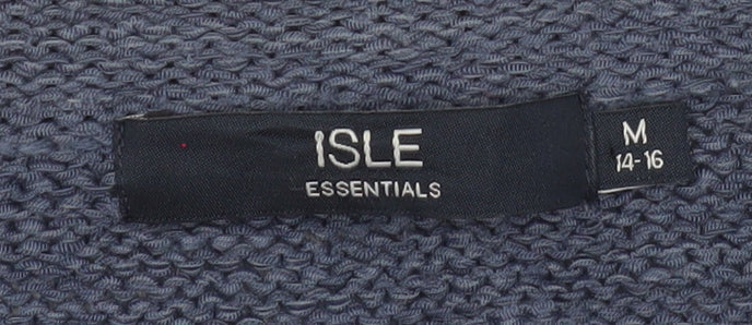 Isle Essentials Womens Blue Open Knit Long Sleeve Cardigan Size 14-16