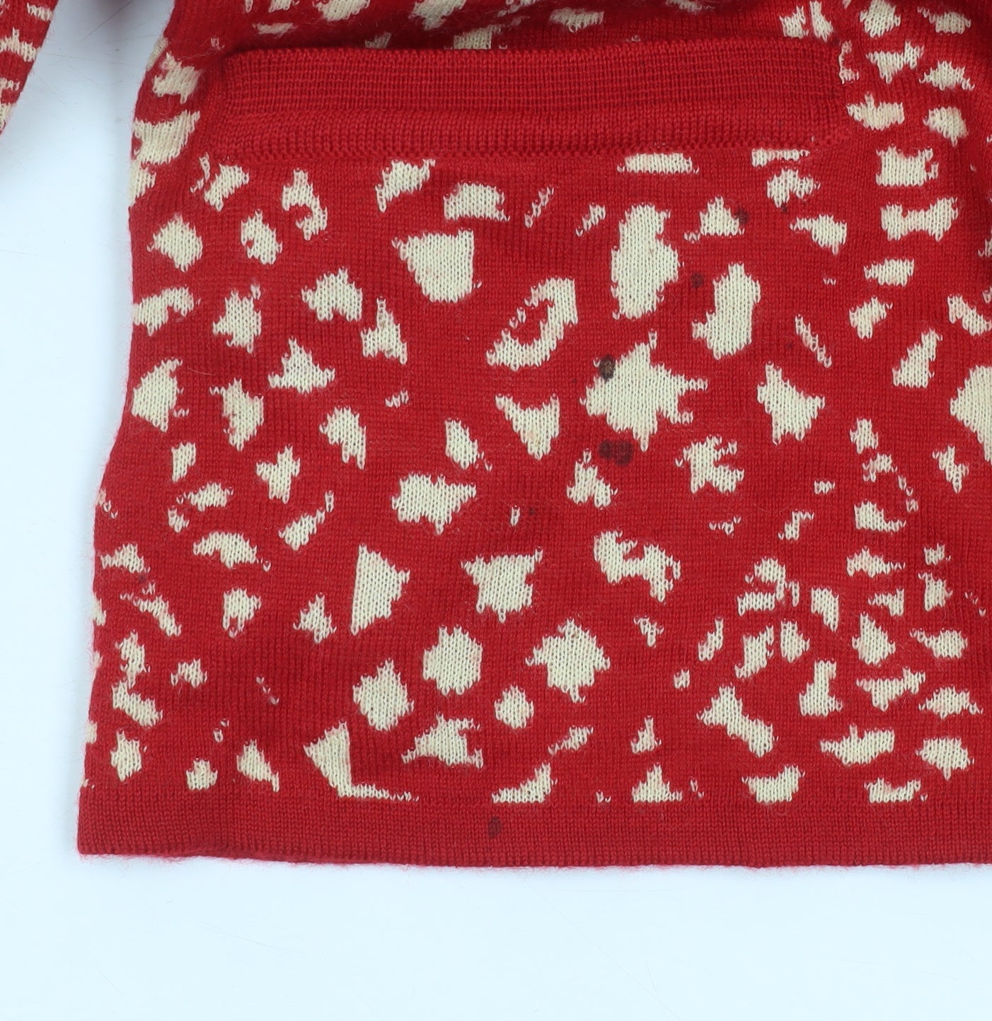 Camela Women Red Collared Animal Print Knit Cardigan M