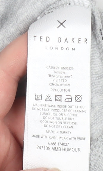 Ted Baker Men's Grey Cotton Roll Neck Long Sleeve Casual Top Size L