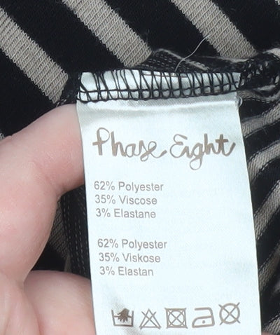 Phase Eight Women Black Beige Striped Tunic Top Size 12