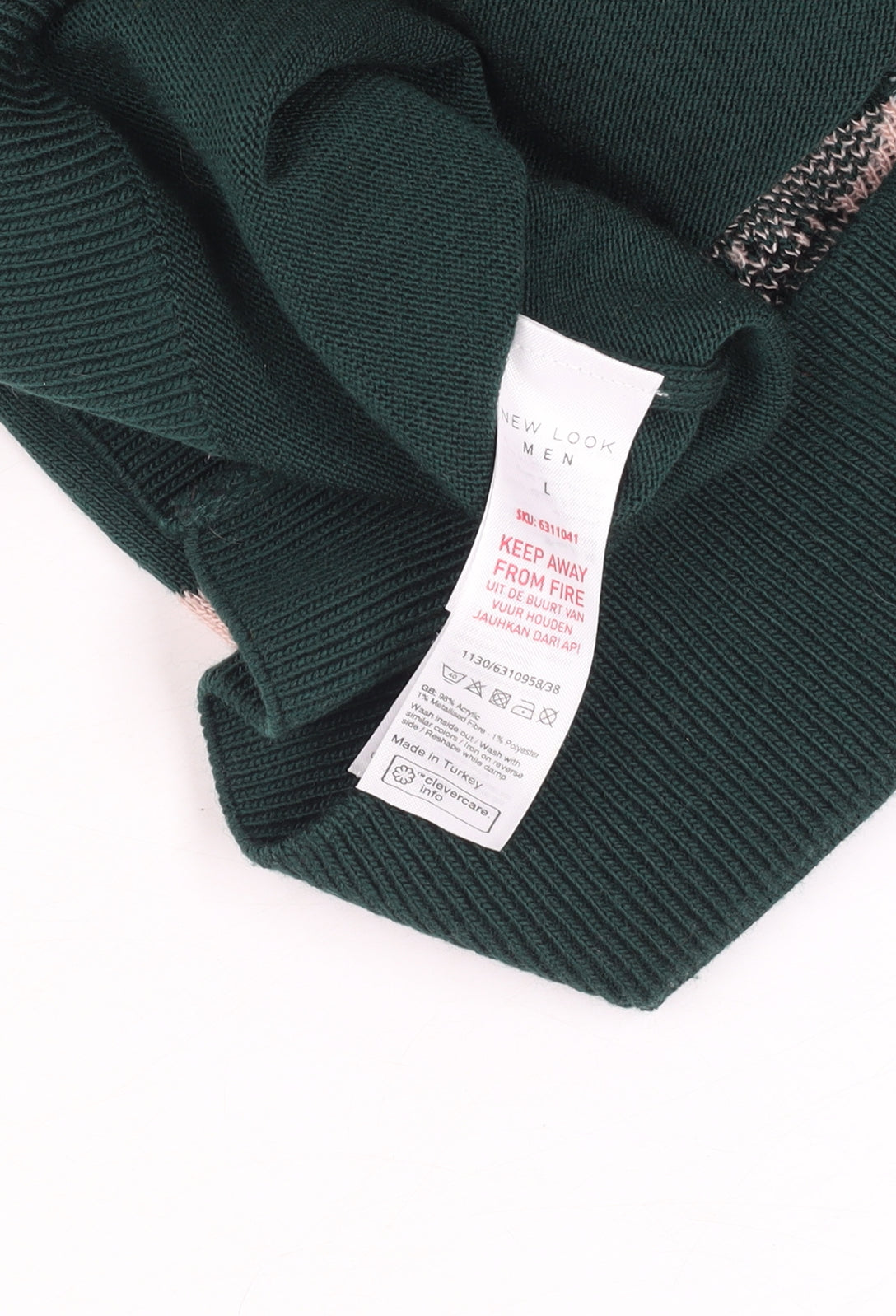 New Look Men Green Christmas Santa Crew Neck Pullover Jumper L