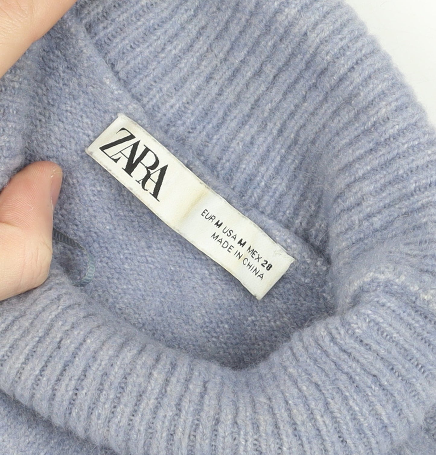Zara Women Blue Roll Neck Knit Relaxed Jumper Size 12