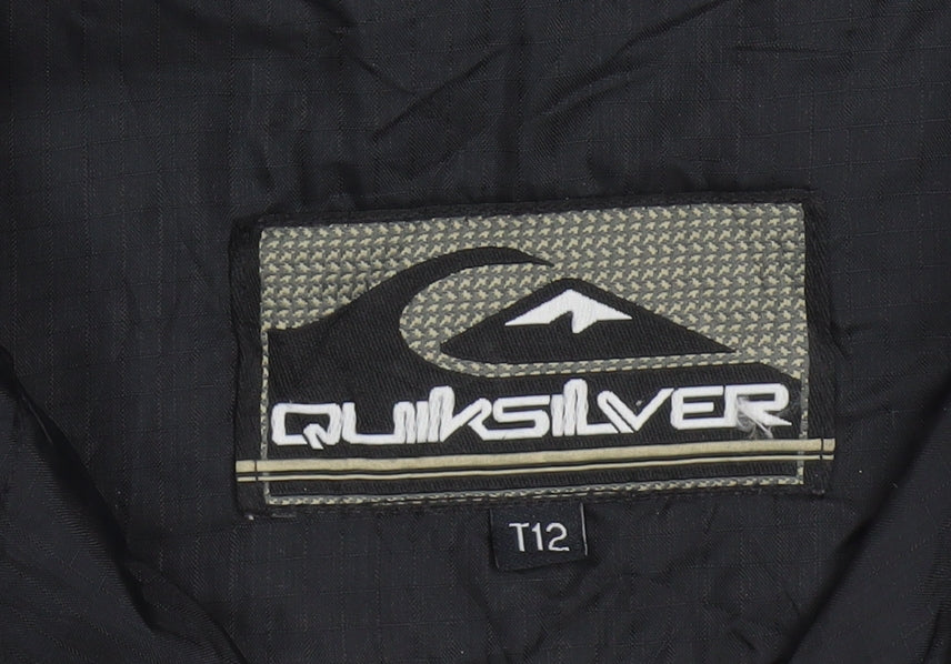 Quiksilver Boys Black Hooded Zip Windbreaker Jacket 12 Years