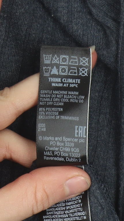 Marks & Spencer Women Grey Size 10 A-Line Long Sleeve Knit Dress