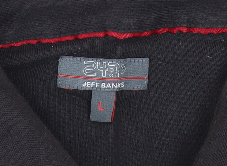 Jeff Banks Mens Brown Striped Cotton Polo Shirt Size L