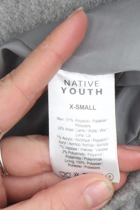 Native Youth Women's Grey Long Wool Blend Overcoat XS