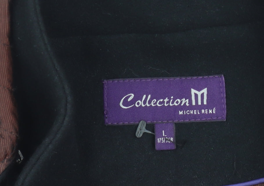 Michel René Men's Black Wool Blend Hooded Parka Coat L 42in