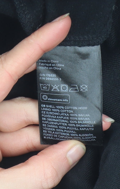 H&M Women's Black Pullover Hoodie Size L Cotton Casual Sweatshirt