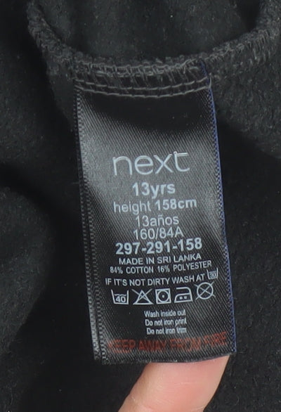 Next Girls Black Sequin Rainbow Sweatshirt 13 Years Pullover Fleece