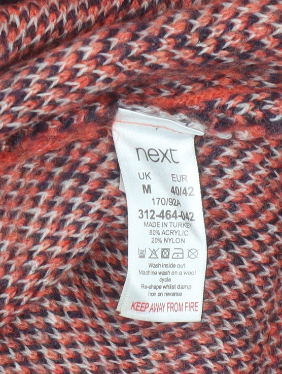 Next Womens Orange Animal Print Chunky Knit Jumper Medium