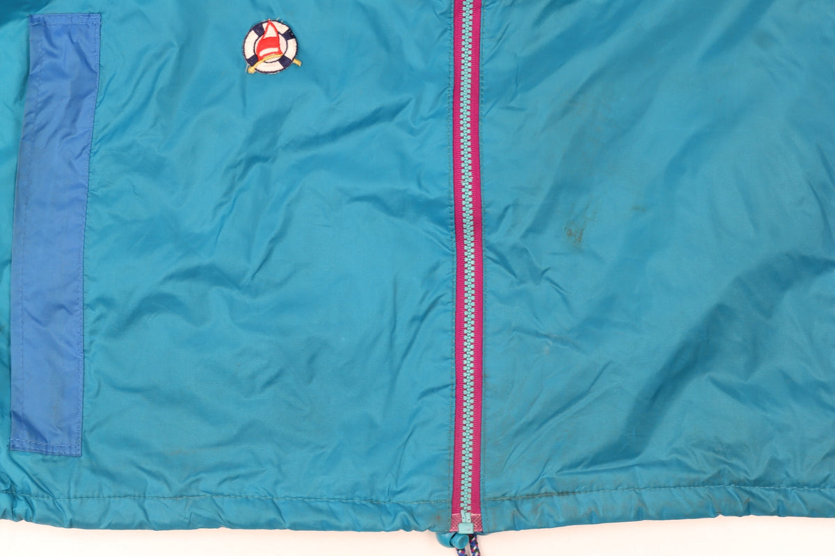 Jeantex Women's Blue Lightweight Hooded Windbreaker Jacket Size 16