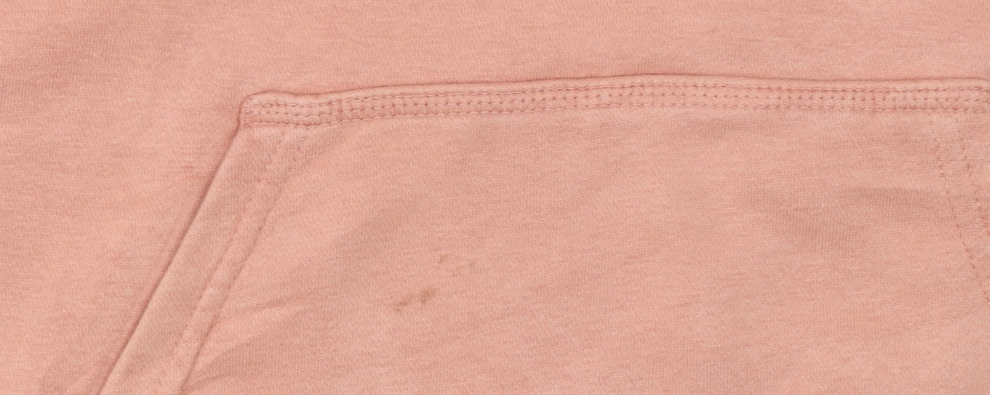 Adidas Women Pink Hoodie UK10 Pullover Cotton Blend Logo Hooded Sweatshirt