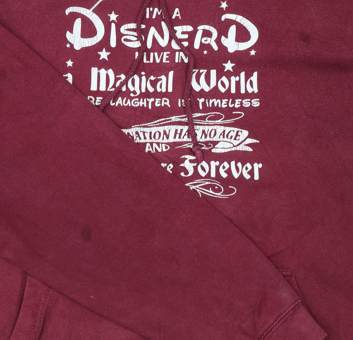 WDIS Womens Burgundy Hoodie Medium Cotton Blend Disney Print