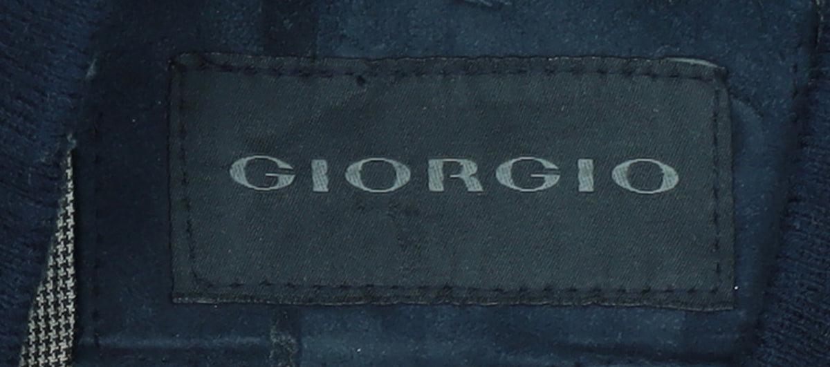 Giorgio Men's Blue Leather Bomber Jacket Size 44 Zip Up