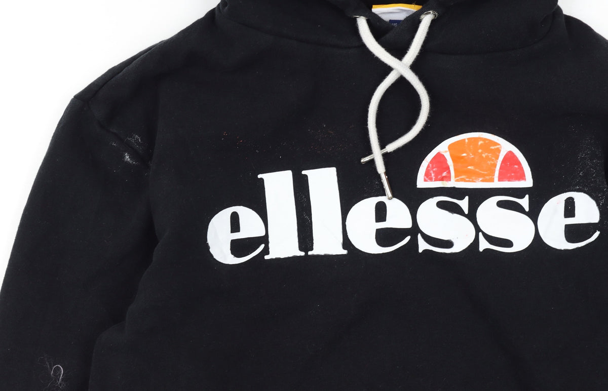Ellesse Men's Black Pullover Hoodie Small Regular Fit with Logo Print