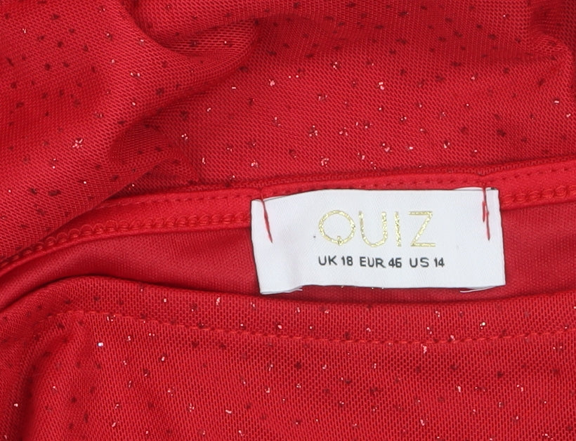 Quiz Women’s Red Midi Glitter Bodycon Dress Size 18