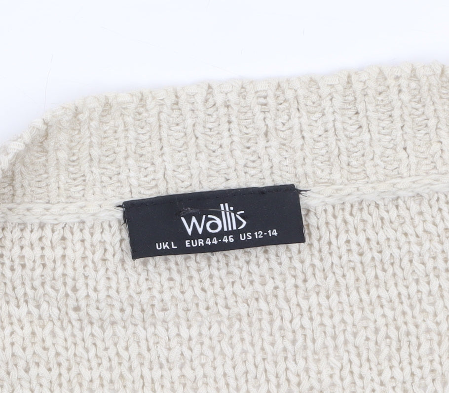 Wallis Women Beige L Open Knit Relaxed Cardigan Jumper