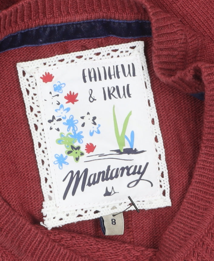 Mantaray Women's Red Knit Button Back Cardigan Size 8