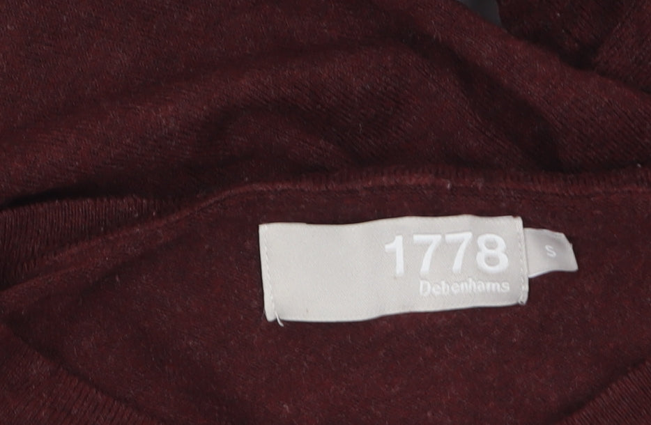 Debenhams Women Brown V-Neck Long Sleeve Knit Jumper Size S