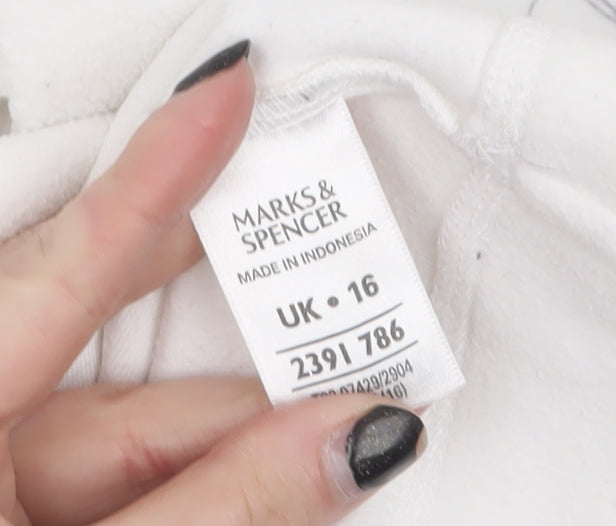 Marks & Spencer Women White Fleece Pullover Sweatshirt UK 16