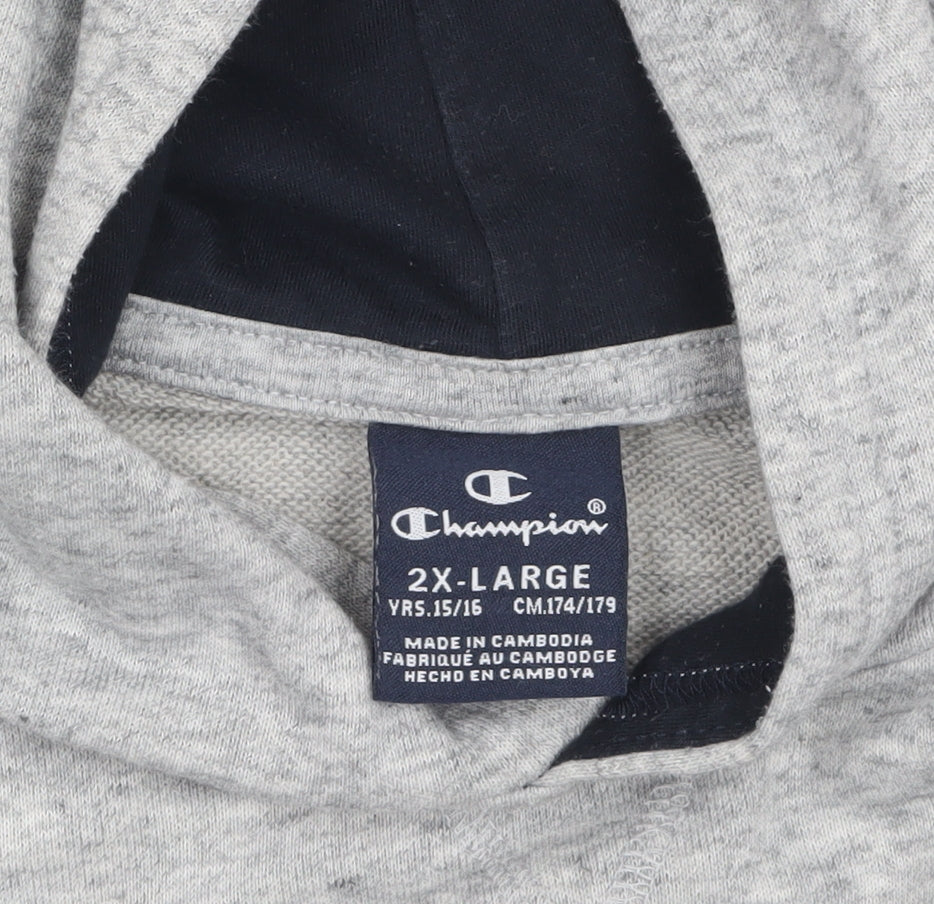 Champion Boys Grey Pullover Hoodie 2XL 15-16 Years Cotton Blend Logo