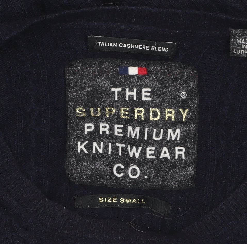 Superdry Women's Black Cable-Knit Wool Blend Jumper Small