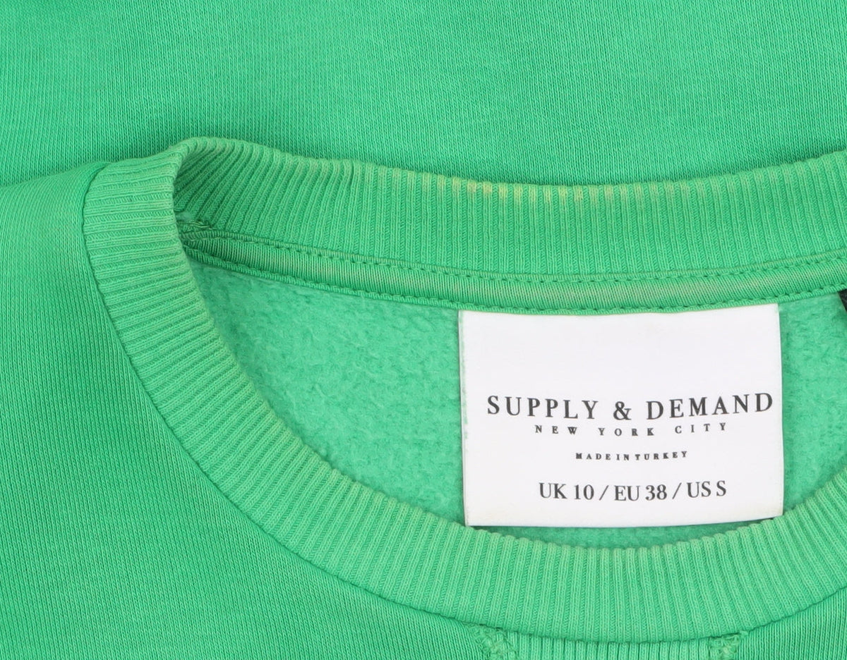 Supply & Demand Womens Green Los Angeles Crew Neck Sweatshirt UK 10