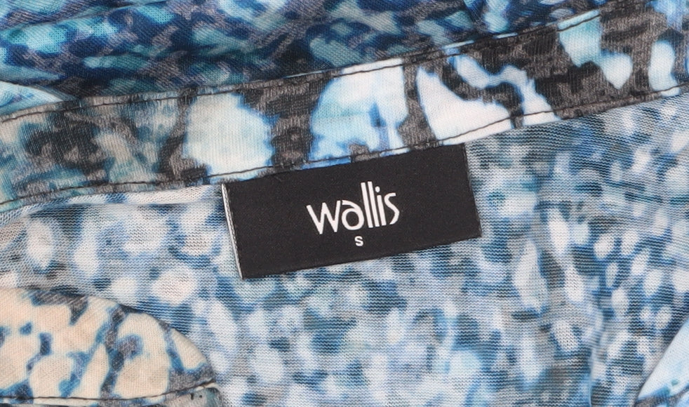 Wallis Womens Blue Animal Print Sheer Tunic Blouse Size S