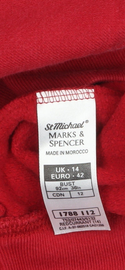 Marks and Spencer Women Red Crew Neck Pullover Sweatshirt Size 14