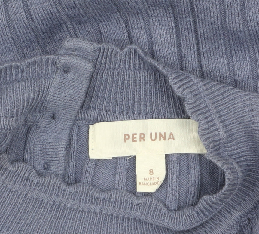 Marks & Spencer Per Una Women’s Purple Cable-Knit Mock Neck Jumper Size 8