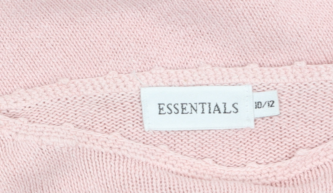 ESSENTIALS Womens Pink Embroidered Boat Neck Pullover Jumper Size 10/12