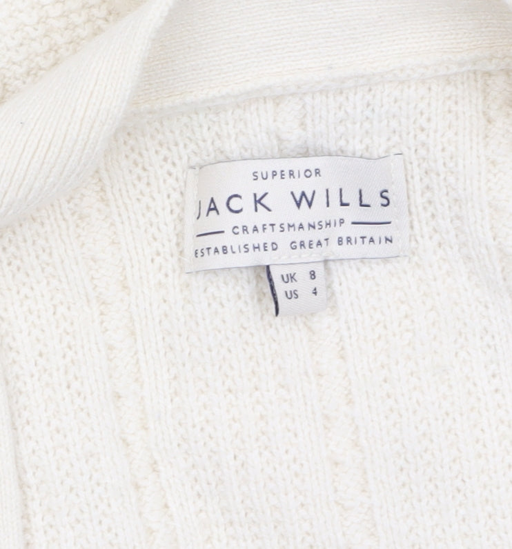 Jack Wills Women's Ivory Merino Wool Blend Cardigan UK 8