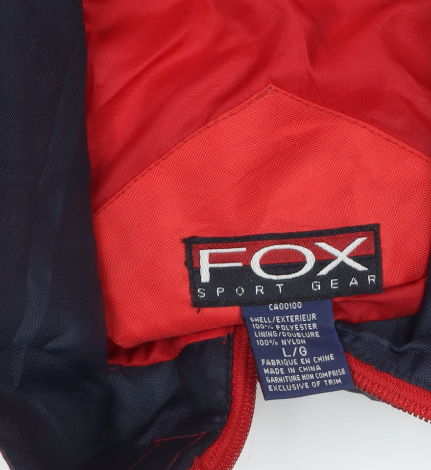 FOX Sport Gear Men's Red Parka Jacket L Nylon Lined Outdoor Coat