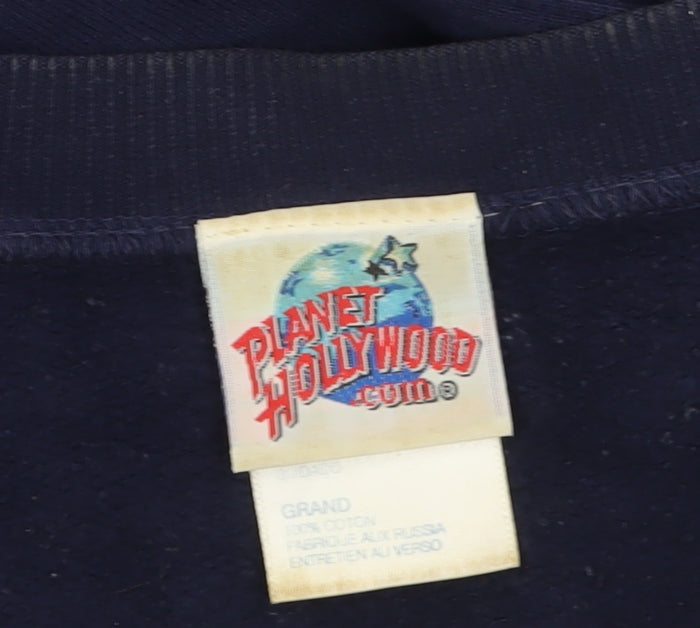 Planet Hollywood Mens Blue Large Pullover Sweatshirt 90s Retro Logo