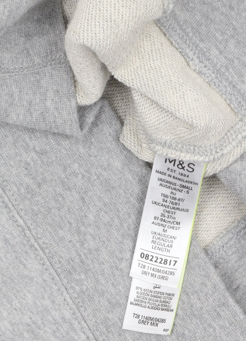 Marks and Spencer Men's Grey Full Zip Hoodie Size S Regular Fit