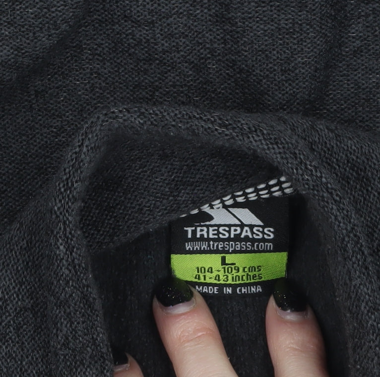Trespass Mens Black Fleece 1/4 Zip Pullover Sweatshirt Size L