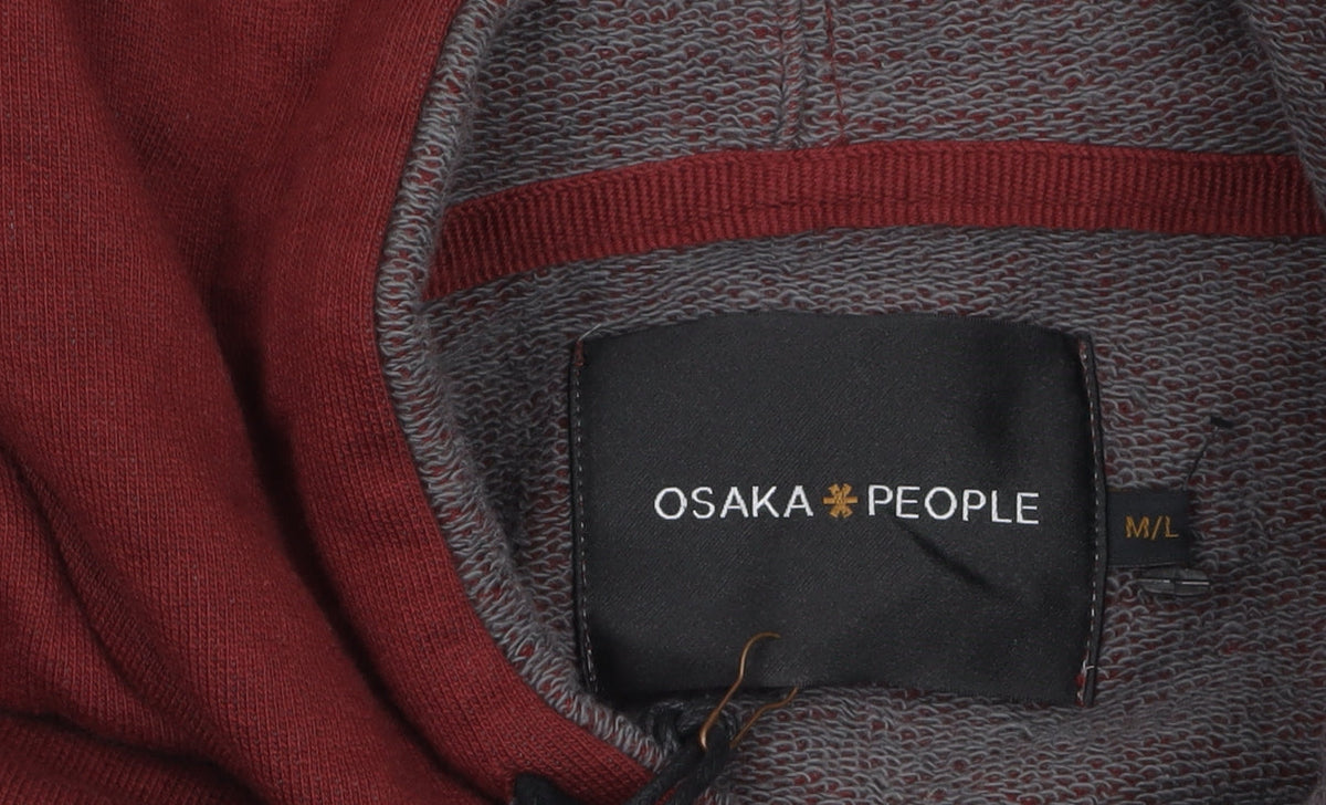 Osaka People Men Red Pullover Hoodie L Regular Fit Cotton