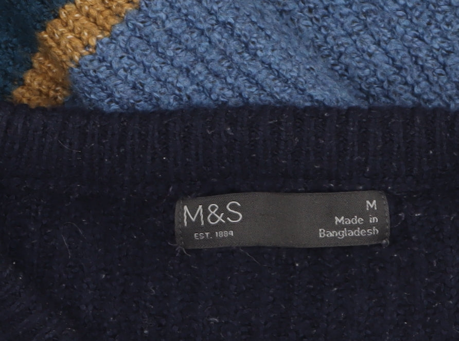 Marks & Spencer Mens Multicoloured Striped Knit Pullover Jumper M