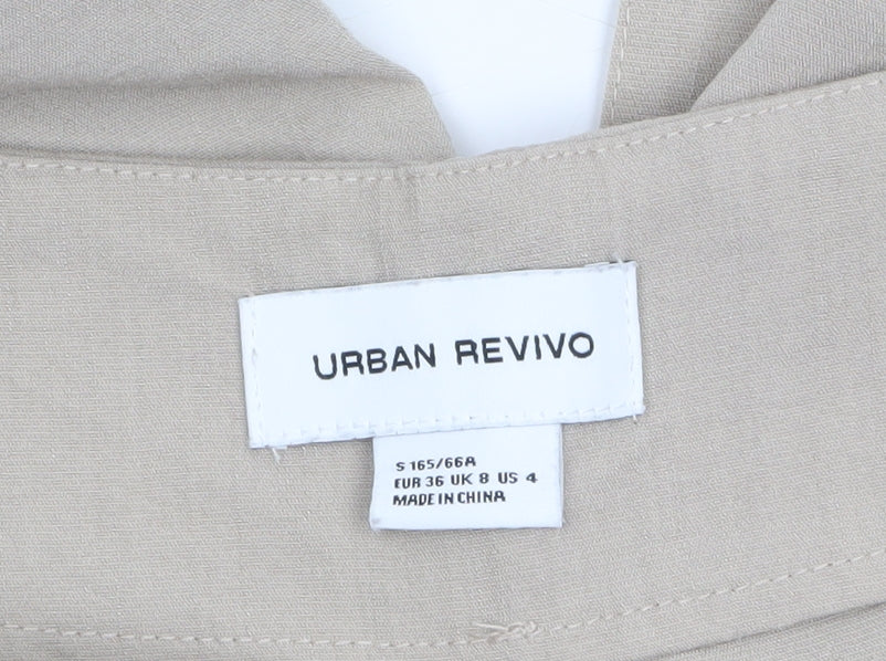 Urban Revivo Women's Beige Paperbag High Waist Tapered Trousers Size 8