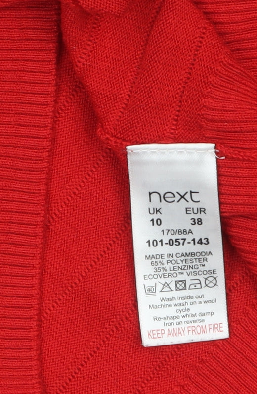 Next Women’s Red Mock Neck Button Pullover Jumper Size 10