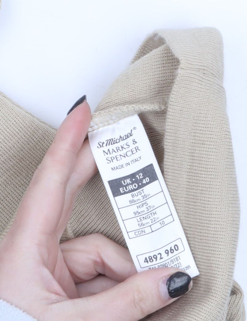 Marks and Spencer Women Beige Wool Blend Bodycon Dress Size 12
