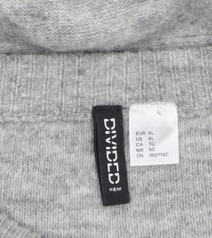 H&M Divided Women’s Grey Cable-Knit Crew Neck Jumper Size 14
