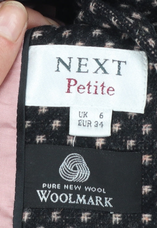Next Women’s Black Petite Wool Overcoat Size 6 Long Classic Style