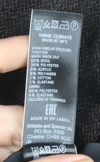 Marks and Spencer Women Brown Long A-Line Wool Blend Skirt Size 16