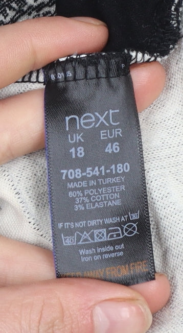 Next Women Black & Beige Zip Front Patterned Sweatshirt Size 18