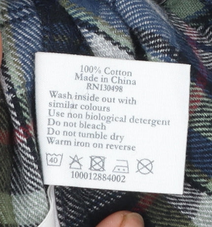 Jack Wills Men's Blue Green Plaid Cotton Button-Up Shirt Size S
