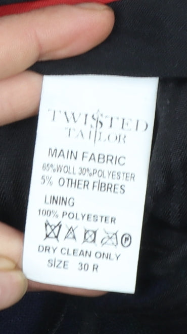 Twisted Tailor Men's Multicoloured Slim Fit Checked Wool Trousers 30R